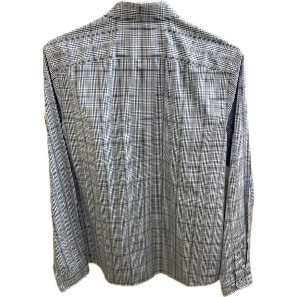 UNTUCKit Durbanville Shirt Large Tall Wrinkle Free Plaid Long Sleeve Blue Slim - Picture 2 of 10